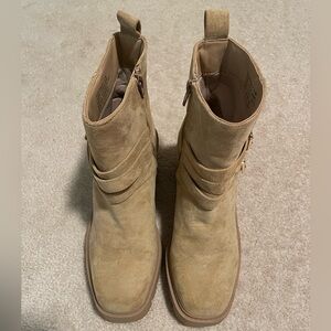 Madden Girl Heeled Suede Tan Booties